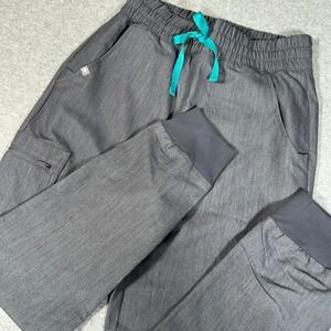 FIGS Zamora High Waisted Jogger Scrubs Womens XS Petite Gray Teal‎ NWT